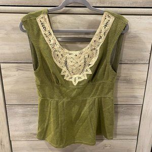 RARE VINTAGE Free People Green Top Size L
